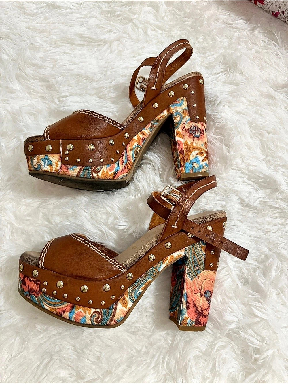 Chinese Laundry Callista Summer Platform Sandal Floral Wedges Brown US 6.5
